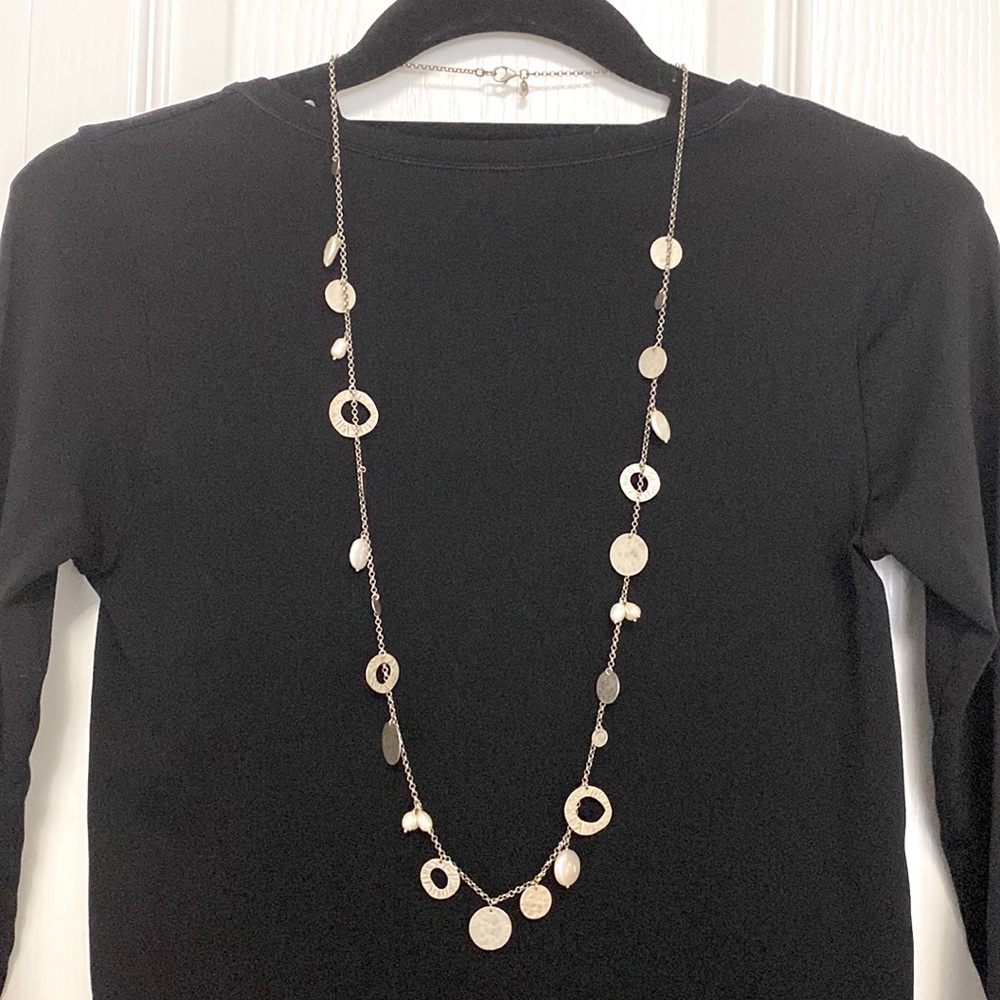 .925 sterling silver freshwater pearl of a girl necklace 36”